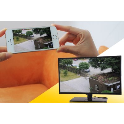 Direkter oder weltweiter Zugriff: Durch die Smartphone- und Computer-Überwachungssoftware kann der Benutzer jederzeit auf die IP-Camera zugreifen.